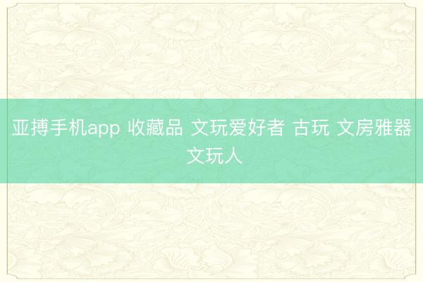 亚搏手机app 收藏品 文玩爱好者 古玩 文房雅器 文玩人