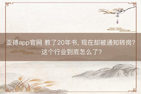 亚搏app官网 教了20年书， 现在却被通知转岗? 这个行业到底怎么了?