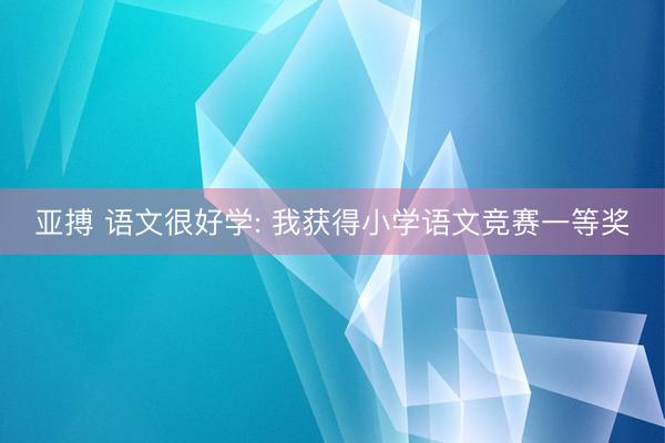 亚搏 语文很好学: 我获得小学语文竞赛一等奖