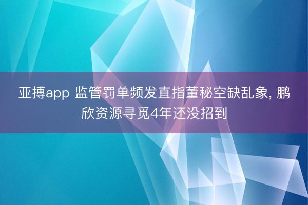 亚搏app 监管罚单频发直指董秘空缺乱象, 鹏欣资源寻觅4年还没招到