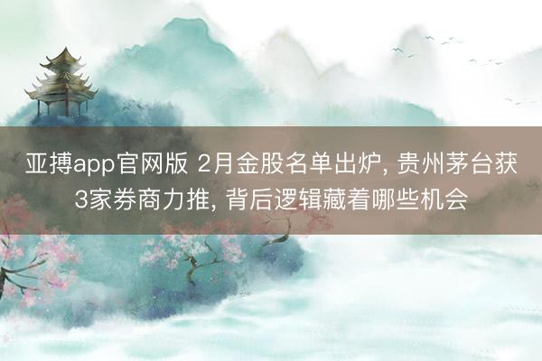 亚搏app官网版 2月金股名单出炉, 贵州茅台获3家券商力推, 背后逻辑藏着哪些机会