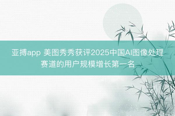 亚搏app 美图秀秀获评2025中国AI图像处理赛道的用户规模增长第一名