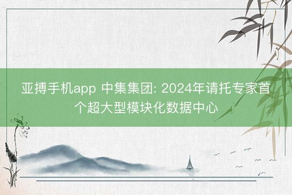 亚搏手机app 中集集团: 2024年请托专家首个超大型模块化数据中心