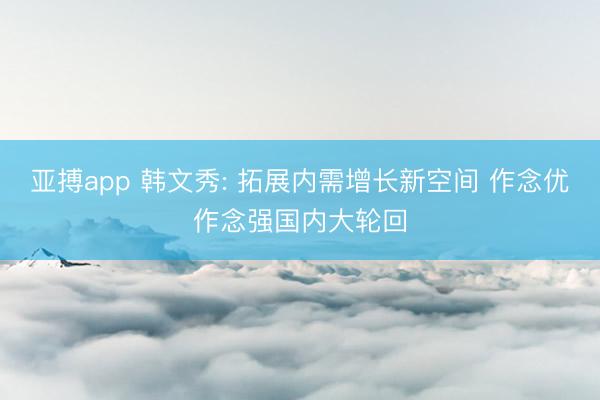 亚搏app 韩文秀: 拓展内需增长新空间 作念优作念强国内大轮回