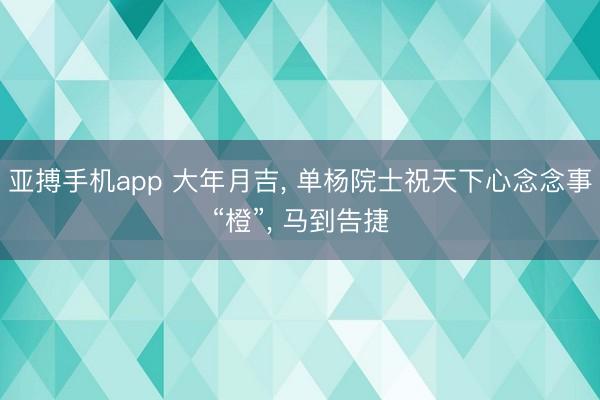 亚搏手机app 大年月吉， 单杨院士祝天下心念念事“橙”， 马到告捷