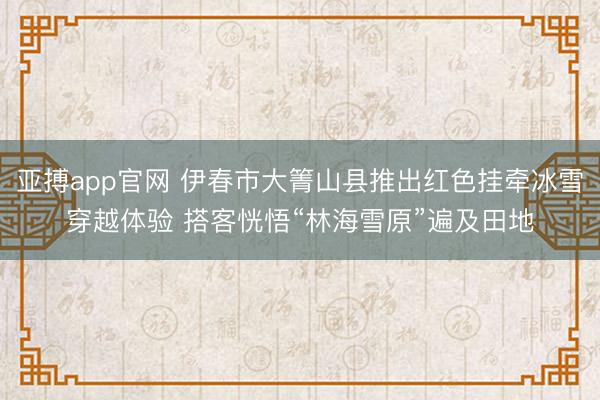 亚搏app官网 伊春市大箐山县推出红色挂牵冰雪穿越体验 搭客恍悟“林海雪原”遍及田地