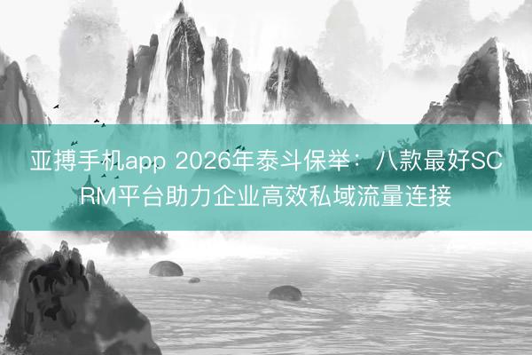 亚搏手机app 2026年泰斗保举：八款最好SCRM平台助力企业高效私域流量连接
