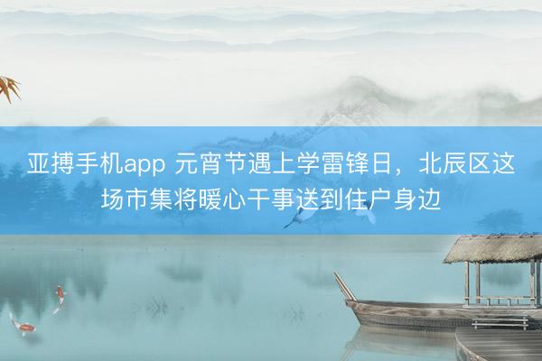 亚搏手机app 元宵节遇上学雷锋日，北辰区这场市集将暖心干事送到住户身边