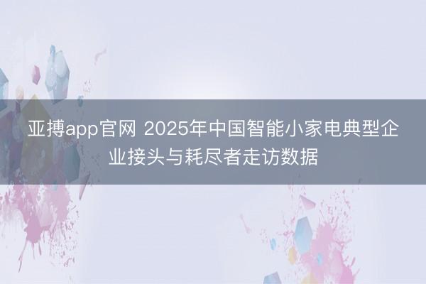 亚搏app官网 2025年中国智能小家电典型企业接头与耗尽者走访数据