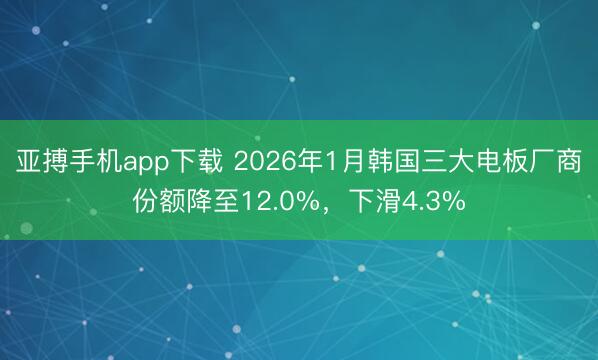 亚搏手机app下载 2026年1月韩国三大电板厂商份额降至12.0%,下滑4.3%