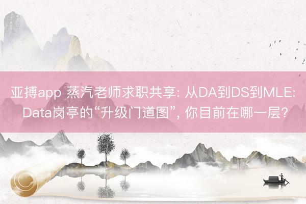 亚搏app 蒸汽老师求职共享: 从DA到DS到MLE: Data岗亭的“升级门道图”， 你目前在哪一层?