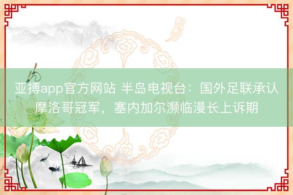 亚搏app官方网站 半岛电视台:国外足联承认摩洛哥冠军,塞内加尔濒临漫长上诉期