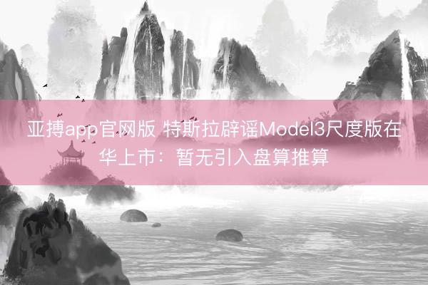 亚搏app官网版 特斯拉辟谣Model3尺度版在华上市：暂无引入盘算推算