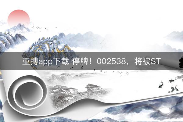 亚搏app下载 停牌!002538,将被ST