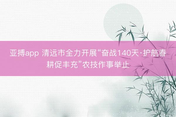 亚搏app 清远市全力开展“奋战140天·护航春耕促丰充”农技作事举止