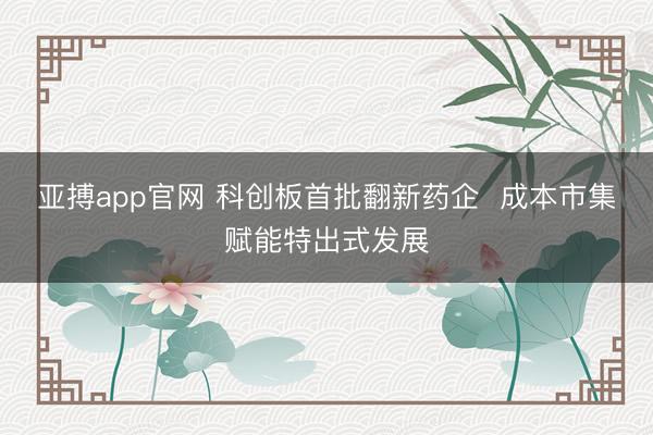 亚搏app官网 科创板首批翻新药企 成本市集赋能特出式发展