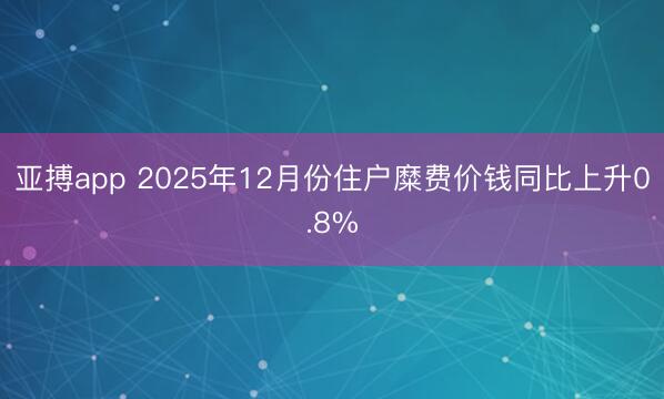 亚搏app 2025年12月份住户糜费价钱同比上升0.8%