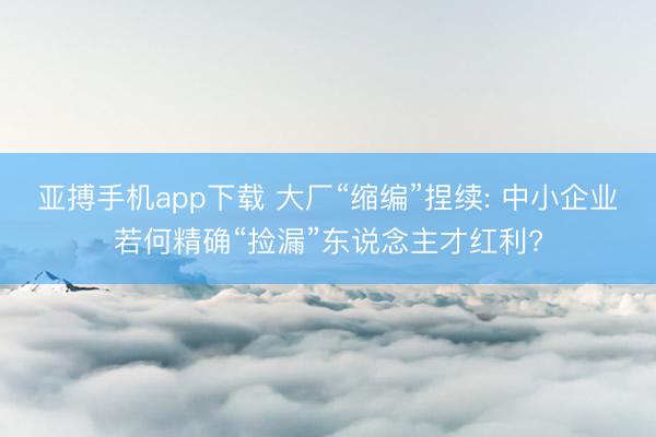 亚搏手机app下载 大厂“缩编”捏续: 中小企业若何精确“捡漏”东说念主才红利?
