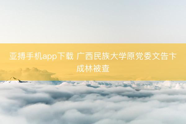 亚搏手机app下载 广西民族大学原党委文告卞成林被查