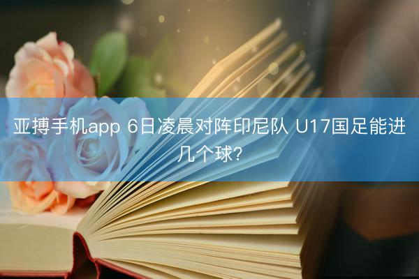 亚搏手机app 6日凌晨对阵印尼队 U17国足能进几个球？