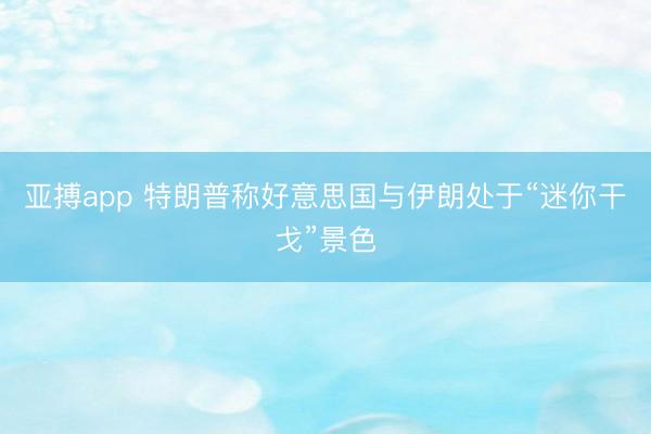 亚搏app 特朗普称好意思国与伊朗处于“迷你干戈”景色
