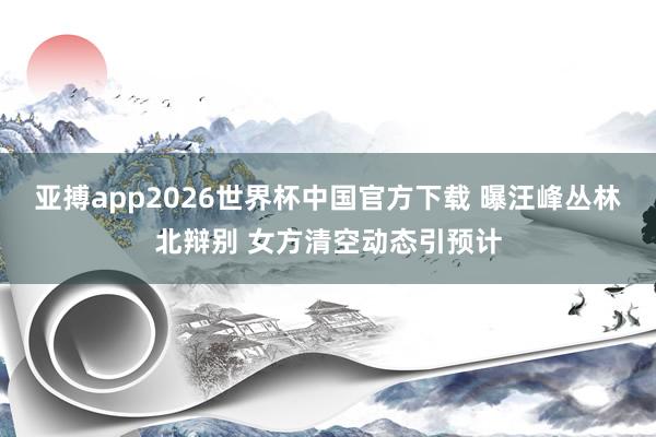 亚搏app2026世界杯中国官方下载 曝汪峰丛林北辩别 女方清空动态引预计