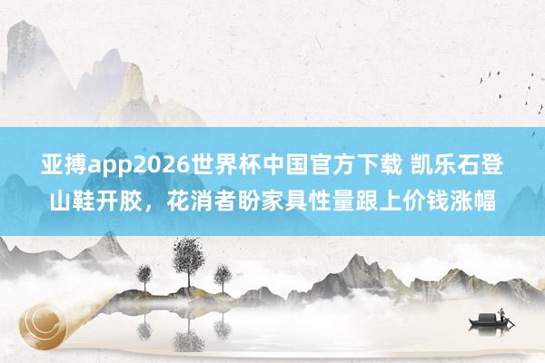 亚搏app2026世界杯中国官方下载 凯乐石登山鞋开胶，花消者盼家具性量跟上价钱涨幅