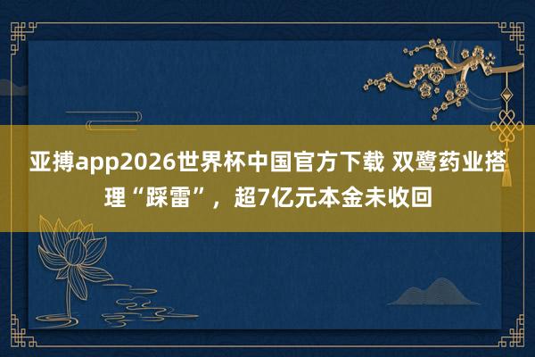 亚搏app2026世界杯中国官方下载 双鹭药业搭理“踩雷”，超7亿元本金未收回