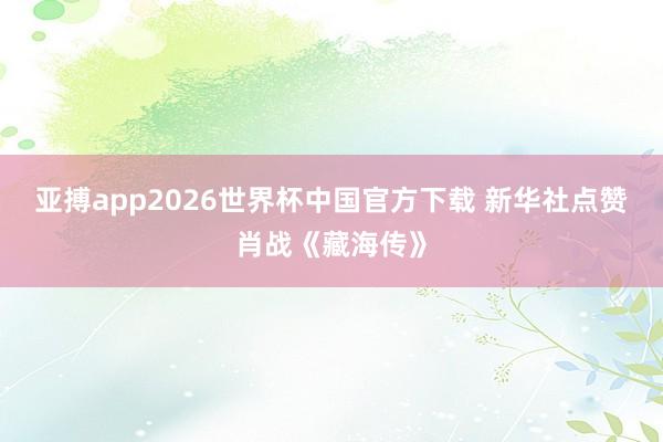 亚搏app2026世界杯中国官方下载 新华社点赞肖战《藏海传》