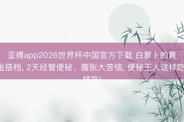 亚搏app2026世界杯中国官方下载 白萝卜的黄金搭档， 2天经管便秘、腹胀大苦恼， 便秘王人这样吃!