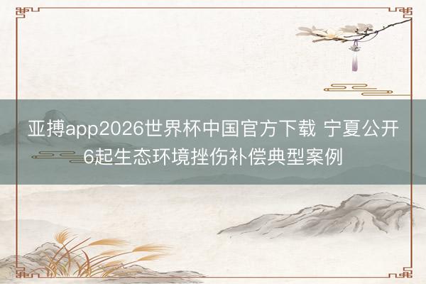 亚搏app2026世界杯中国官方下载 宁夏公开6起生态环境挫伤补偿典型案例