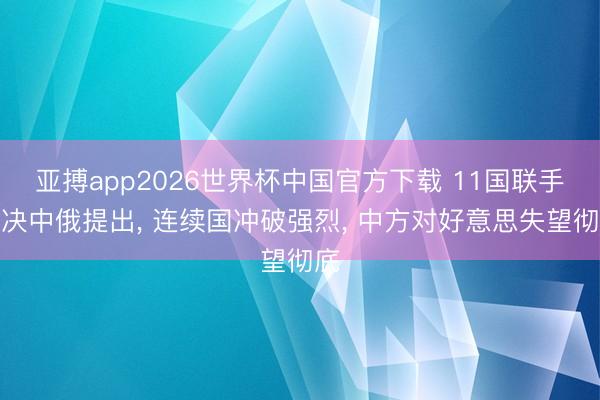 亚搏app2026世界杯中国官方下载 11国联手否决中俄提出， 连续国冲破强烈， 中方对好意思失望彻底