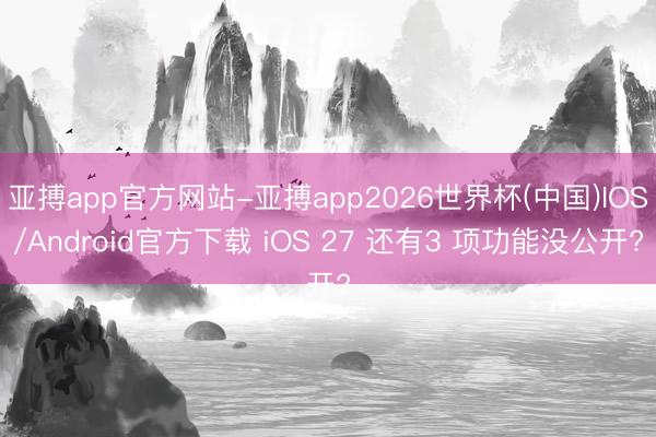 亚搏app官方网站-亚搏app2026世界杯(中国)IOS/Android官方下载 iOS 27 还有3 项功能没公开?